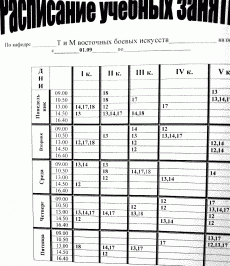 Расписание занятий в РГАФКе